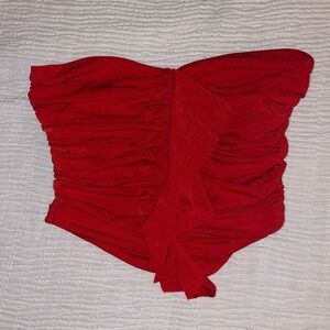 NWOT Red Strapless Ruched Top